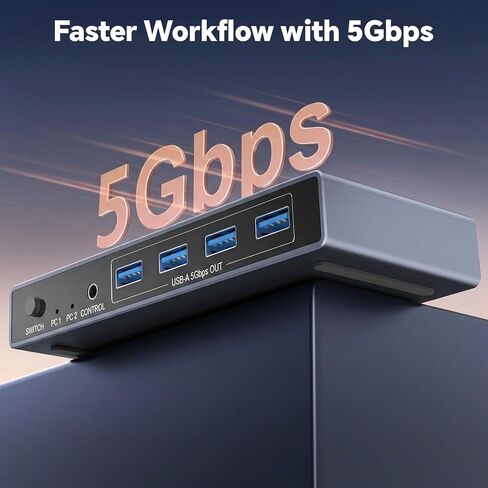 USB 3.0 Switch 2 in 7 Out, USB Switcher for 2 Computers Share 4 USB-A + 3 USB-C Devices - 5Gbps USB Switch Hub for Laptop Keyboard Mouse Printer with Controller, USB C Male Adapter, Power Adapter in Saudi Arabia