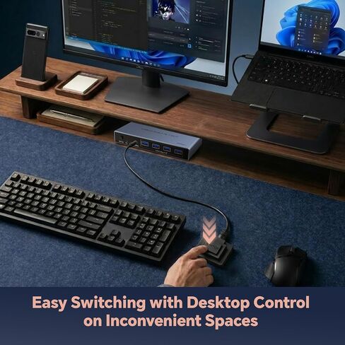 USB 3.0 Switch 2 in 7 Out, USB Switcher for 2 Computers Share 4 USB-A + 3 USB-C Devices - 5Gbps USB Switch Hub for Laptop Keyboard Mouse Printer with Controller, USB C Male Adapter, Power Adapter in Saudi Arabia