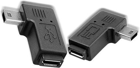 90 Degree Left Angle Mini USB 5 Pin Male to Micro USB Female Adapter, Data Sync Power Charging Connector（2 -Pack） in Saudi Arabia