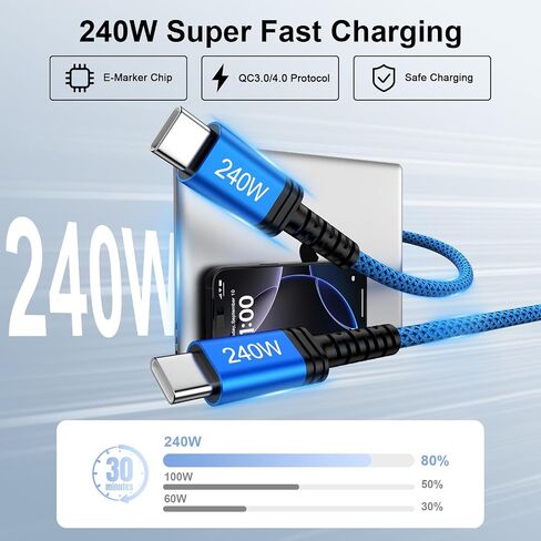 USB C to USB C Cable 240W [2Pack,3FT] TypeC to C Phone Charger Cord in Kuwait