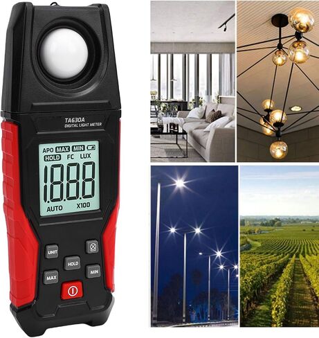 Diydeg Digital Illuminance Meter, LCD Digital Light Meter 0.1 to 200000LX Handheld Light Brightness Measurement Tool with LCD Screen for Photography in Kuwait