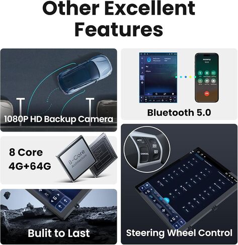 [8Core 4GB+64GB] Car Radio for Ford F150 2015-2020: 12.1'' Replacement Tesla Style Touchscreen Stereo with Wireless CarPlay Android Auto BT5.0 5G WiFi GPS Navigation DSP RDS FM AM Backup Camera in Kuwait