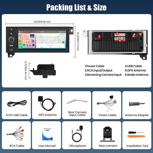 4+64G 8 Core Android 15 Car Radio Stereo for Dodge Ram 1500/2500/3500 1994-2002,Jeep Wrangler 1997-2002,Cherokee 1997-2001with Wireless Carplay,6.86" Touchscreen Car Radio with WiFi,GPS,BT,FM RDS in Kuwait