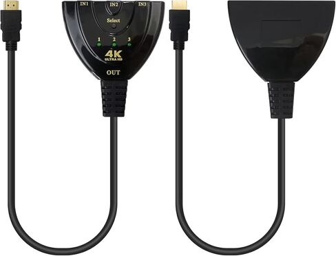 New HDMI Switch 3 in 1 Out, 4K@30Hz HDMI Splitter, 3 Port HDMI Hub Supports Full HD 4K 1080P 3D Player for MAC Notebook, for XBOX360, for PS3, for PS4, for Wii U, for Sony, PC by HaeKap in Kuwait