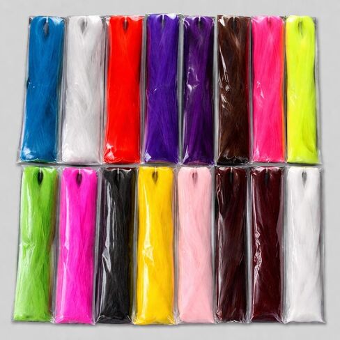 Fly Tying Materials Kit - 16 Colors Synthetic Bucktail Hair for Fly Fishing Jig and Streamer Lure Making in Kuwait