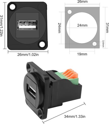MEIRIYFA USB 2.0 D-Type Panel Mount Terminal Solderless Connector in Kuwait