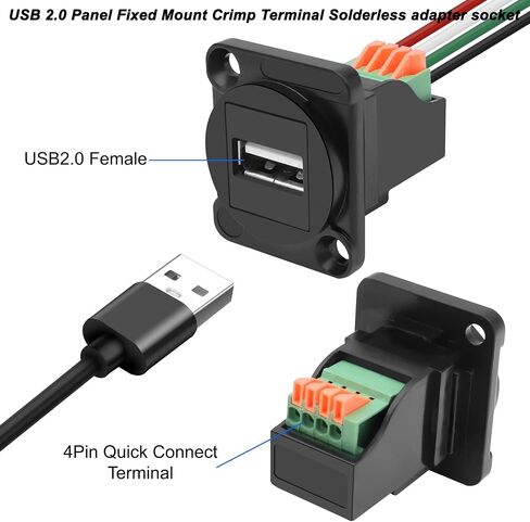 MEIRIYFA USB 2.0 D-Type Panel Mount Terminal Solderless Connector in Kuwait