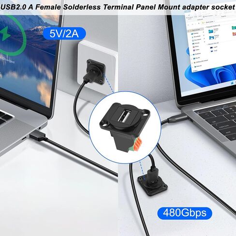 MEIRIYFA USB 2.0 D-Type Panel Mount Terminal Solderless Connector in Kuwait