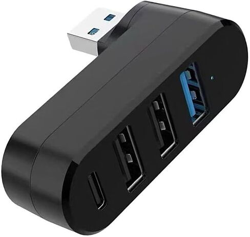 4-Port USB 3.0 hub, USB C Port with PD USB Distributor, Compatible with laptops, Cars, etc. (90°/180°rotatable) in Kuwait