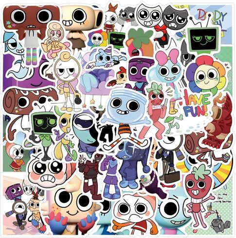 54Pcs Dandys World Stickers, Assorted Cute Cartoon Character Decals for Water Bottles, Laptops, Skateboards, Notebooks, Phone Cases, Scrapbooks, Party Favors and Gifts for Fans, Teens and Adults in Kuwait