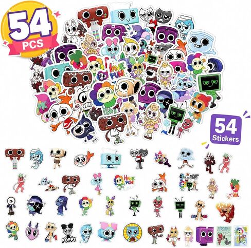 54Pcs Dandys World Stickers, Assorted Cute Cartoon Character Decals for Water Bottles, Laptops, Skateboards, Notebooks, Phone Cases, Scrapbooks, Party Favors and Gifts for Fans, Teens and Adults in Kuwait