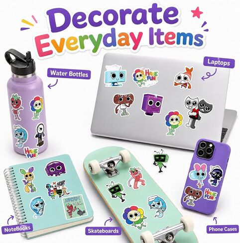 54Pcs Dandys World Stickers, Assorted Cute Cartoon Character Decals for Water Bottles, Laptops, Skateboards, Notebooks, Phone Cases, Scrapbooks, Party Favors and Gifts for Fans, Teens and Adults in Kuwait