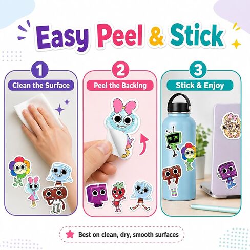 54Pcs Dandys World Stickers, Assorted Cute Cartoon Character Decals for Water Bottles, Laptops, Skateboards, Notebooks, Phone Cases, Scrapbooks, Party Favors and Gifts for Fans, Teens and Adults in Kuwait