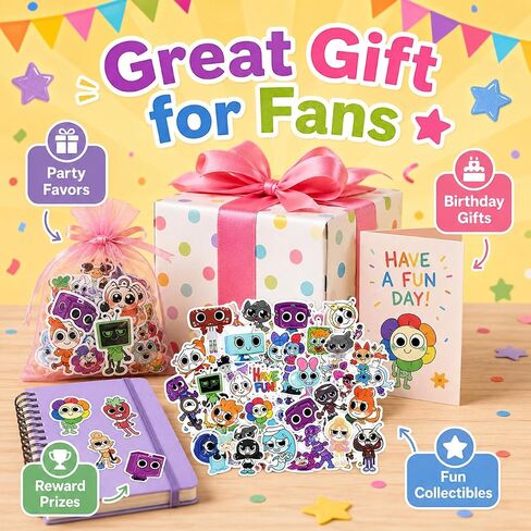 54Pcs Dandys World Stickers, Assorted Cute Cartoon Character Decals for Water Bottles, Laptops, Skateboards, Notebooks, Phone Cases, Scrapbooks, Party Favors and Gifts for Fans, Teens and Adults in Kuwait