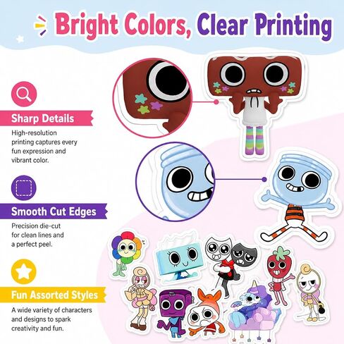 54Pcs Dandys World Stickers, Assorted Cute Cartoon Character Decals for Water Bottles, Laptops, Skateboards, Notebooks, Phone Cases, Scrapbooks, Party Favors and Gifts for Fans, Teens and Adults in Kuwait
