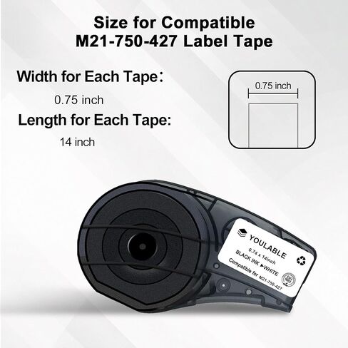 Compatible M21-750-427 Self-Laminating Wire Wrap for Control and Electrical Panels, Datacom Cable, Black on White- for M210, M210-LAB, M211, BMP21-PLUS and BMP21-LAB Printers, (3 Pack,75" W, 14' L) in Kuwait