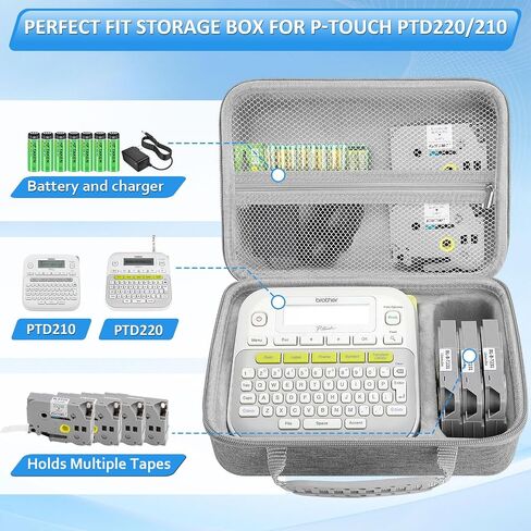 Case Compatible with Brother p Touch ptd220 d210 Portable Storage Holder Case Fits Brother Label Maker, Label Tapes, AC Adapter, Battery(Box Only) in Kuwait