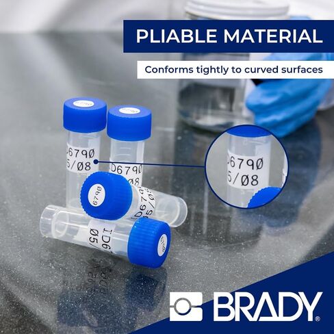 Brady Nylon Cloth Pre-Sized Labels for Label Printer BMP41/BMP51/BMP53/M511-240 Self Adhesive Printer Labels - Waterproof Tape Printer Labels - Black on White (9.53mm ⌀) - M4-82-499 in Kuwait