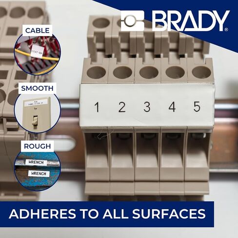 Brady Nylon Cloth Pre-Sized Labels for Label Printer BMP41/BMP51/BMP53/M511-240 Self Adhesive Printer Labels - Waterproof Tape Printer Labels - Black on White (9.53mm ⌀) - M4-82-499 in Kuwait