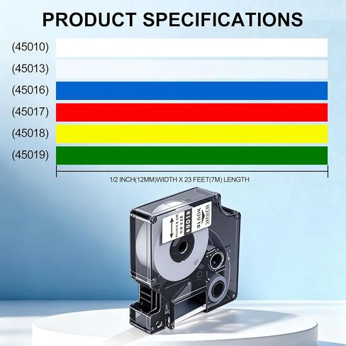 6-Pack Compatible with Dymo D1 Label Tape 1/2" Label Maker Refills D1 45013 45010 45016 45017 45018 45019 for LabelManager 160 280 PnP 360D 210D 420P, (12mm x 7mm) in Kuwait