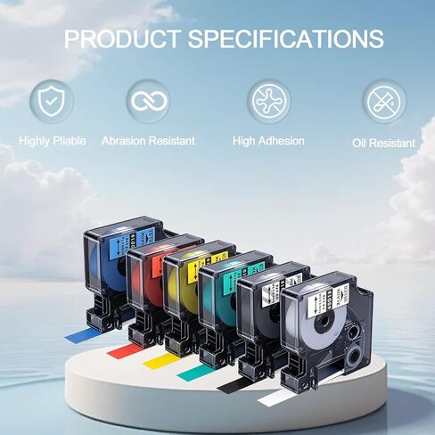 6-Pack Compatible with Dymo D1 Label Tape 1/2" Label Maker Refills D1 45013 45010 45016 45017 45018 45019 for LabelManager 160 280 PnP 360D 210D 420P, (12mm x 7mm) in Kuwait