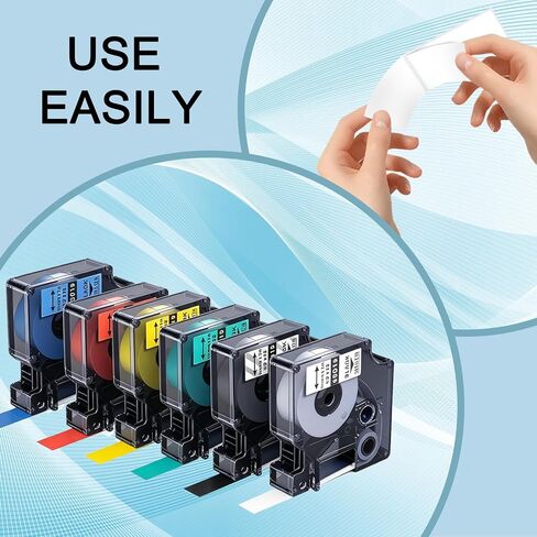 6-Pack Compatible with Dymo D1 Label Tape 1/2" Label Maker Refills D1 45013 45010 45016 45017 45018 45019 for LabelManager 160 280 PnP 360D 210D 420P, (12mm x 7mm) in Kuwait