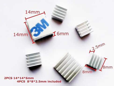 Self-Adhesive Aluminum CPU Heatsink CPU Cooler for Raspberry Pi 3,Pi 2,Pi Model B+ CPU Heat Sinks RAM Cooling Kit(Set of 3 Pcs) in Kuwait