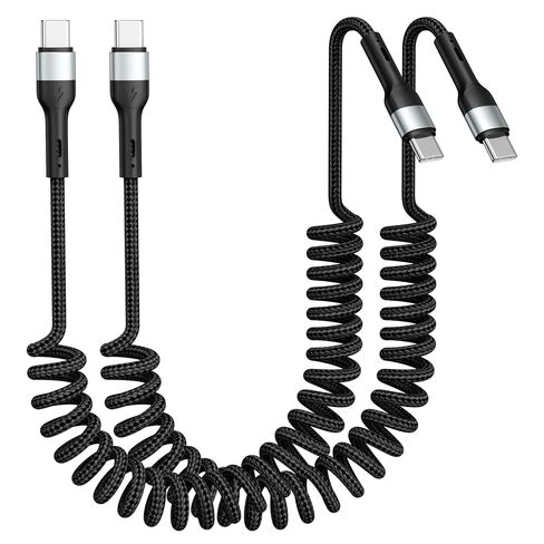 USB C to C Cable 2 Pack 5FT Coiled USB C Cable Retractable & Tangle-Free in Kuwait