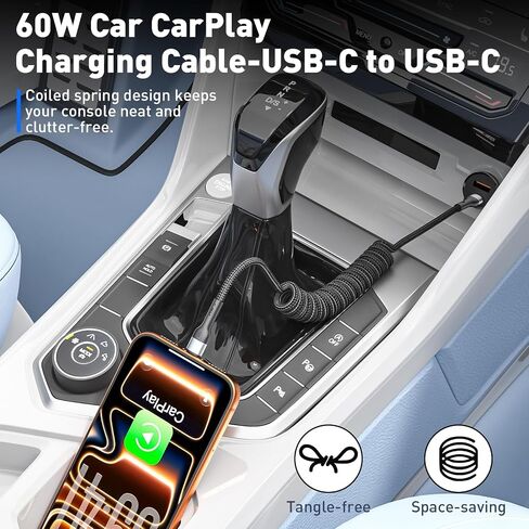 USB C to C Cable 2 Pack 5FT Coiled USB C Cable Retractable & Tangle-Free in Kuwait