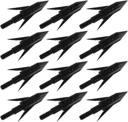 12Pcs Fishing Arrowheads 324 Grain Black Bowfishing Screw Tips Broadheads for Fishing Arrow Compound Bow, Crossbow and Recurve Bow in Saudi Arabia