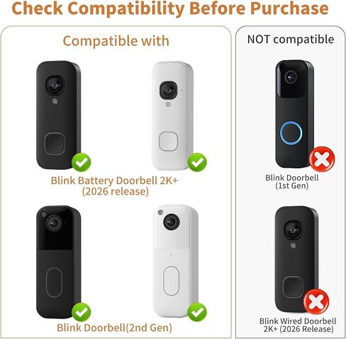 Adjustable 360° Angle Doorbell Mount for Blink Battery Doorbell 2K+ (2026) in Kuwait