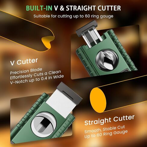 6-in-1 Torch Lighter with 3 Jet Flame, Built-in V & Straight Cutter, Punch, Draw Enhancer, Holder, Visible Gas Window, Refillable Butane Lighter with Gift Box, Cool Lighters for Men, Candle, Camping in Kuwait