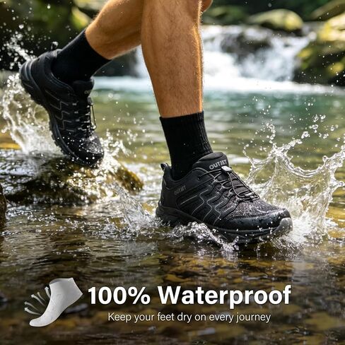 Men's Waterproof Hiking Shoes Quick Laces Lightweight Comfortable Non-Slip Trails Outdoor Sneakers in Kuwait