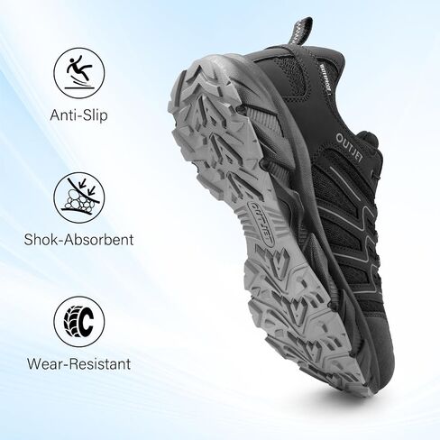 Men's Waterproof Hiking Shoes Quick Laces Lightweight Comfortable Non-Slip Trails Outdoor Sneakers in Kuwait