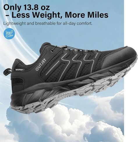 Men's Waterproof Hiking Shoes Quick Laces Lightweight Comfortable Non-Slip Trails Outdoor Sneakers in Kuwait