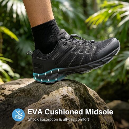 Men's Waterproof Hiking Shoes Quick Laces Lightweight Comfortable Non-Slip Trails Outdoor Sneakers in Kuwait