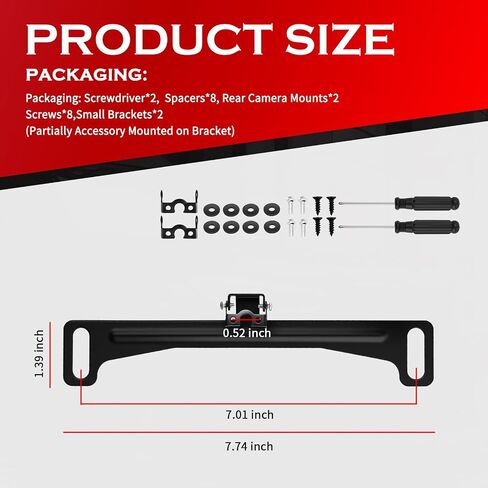2PCS Car Backup Camera License Plate Mount,170° Adjustable Car License Plate Camera Mount No Drilling Required,Non-damaging Cars Back Up Cameras Licenses Plates Mounts in Kuwait