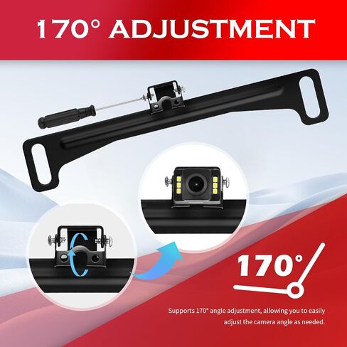 2PCS Car Backup Camera License Plate Mount,170° Adjustable Car License Plate Camera Mount No Drilling Required,Non-damaging Cars Back Up Cameras Licenses Plates Mounts in Kuwait