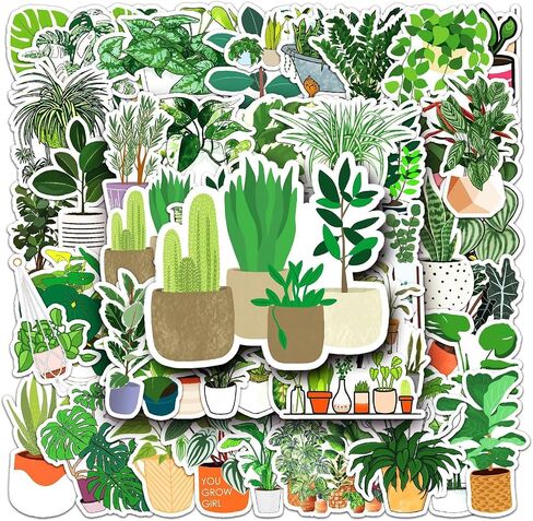 50Pcs Plant Stickers Pack, Waterproof Vinyl Funny Plant Quote Stickers for Garden Lovers Teens Adults, No‑Residue Decals for Journaling Scrapbooking Water Bottle Laptop Phone Case Luggage Decor in Kuwait