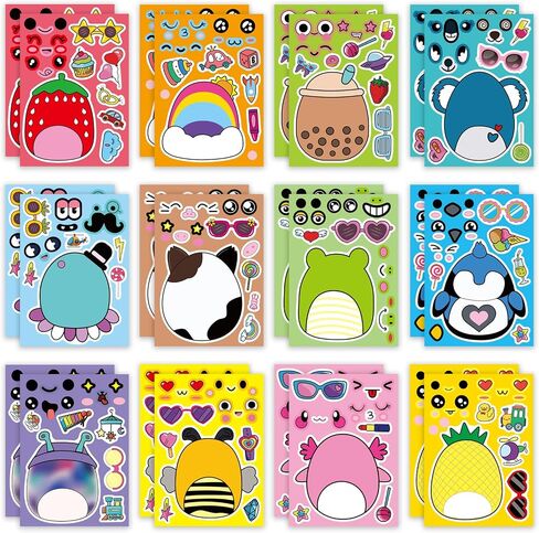 Cute Animal Make a Face Stickers Pack, 24 Sheets in Kuwait