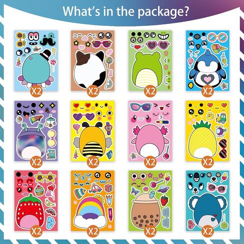 Cute Animal Make a Face Stickers Pack, 24 Sheets in Kuwait
