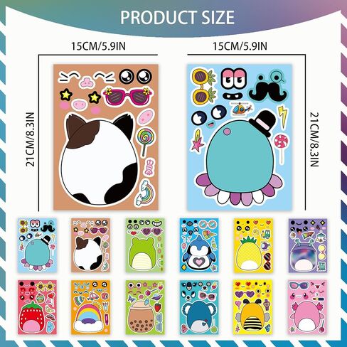 Cute Animal Make a Face Stickers Pack, 24 Sheets in Kuwait