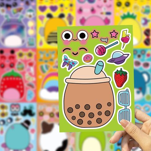 Cute Animal Make a Face Stickers Pack, 24 Sheets in Kuwait