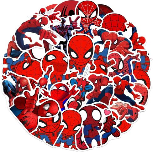 50pcs Spiderman Cartoon Stickers for Kids Water Bottle, Cool Waterproof Vinyl Decal for Teen Girl Kids Boy Laptop Skateboard Bike Guitar Laggage Bicycle Travel Case Helmet in Kuwait