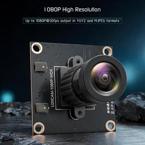 1080P USB2.0 UVC Camera, 121° Wide Angle, True Low-Light HDR WDR Camera, Built-in Mic, Plug & Play Webcam for PC, Raspberry Pi and All SBCs, Support Windows, Linux, Android, Mac OS. in Kuwait