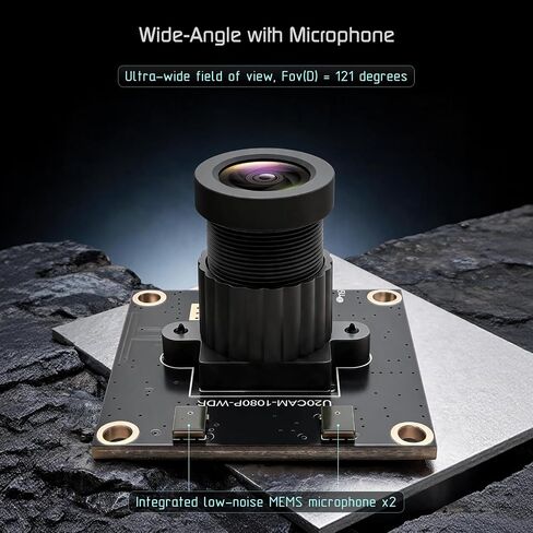 1080P USB2.0 UVC Camera, 121° Wide Angle, True Low-Light HDR WDR Camera, Built-in Mic, Plug & Play Webcam for PC, Raspberry Pi and All SBCs, Support Windows, Linux, Android, Mac OS. in Kuwait