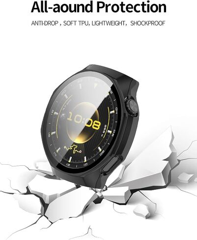2 Pack for Huawei Watch GT6 Pro 46MM Smart Watch Case,Ultra-Thin Hard PC+Glass Film Protective Cover,BOVUGAC Case Cover for Huawei Watch GT6Pro Accessories-Black in Kuwait
