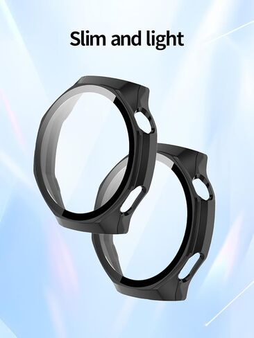 2 Pack for Huawei Watch GT6 Pro 46MM Smart Watch Case,Ultra-Thin Hard PC+Glass Film Protective Cover,BOVUGAC Case Cover for Huawei Watch GT6Pro Accessories-Black in Kuwait