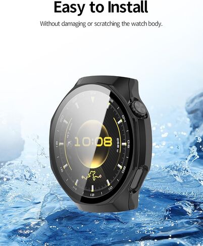 2 Pack for Huawei Watch GT6 Pro 46MM Smart Watch Case,Ultra-Thin Hard PC+Glass Film Protective Cover,BOVUGAC Case Cover for Huawei Watch GT6Pro Accessories-Black in Kuwait