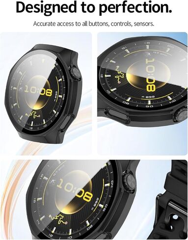 2 Pack for Huawei Watch GT6 Pro 46MM Smart Watch Case,Ultra-Thin Hard PC+Glass Film Protective Cover,BOVUGAC Case Cover for Huawei Watch GT6Pro Accessories-Black in Kuwait